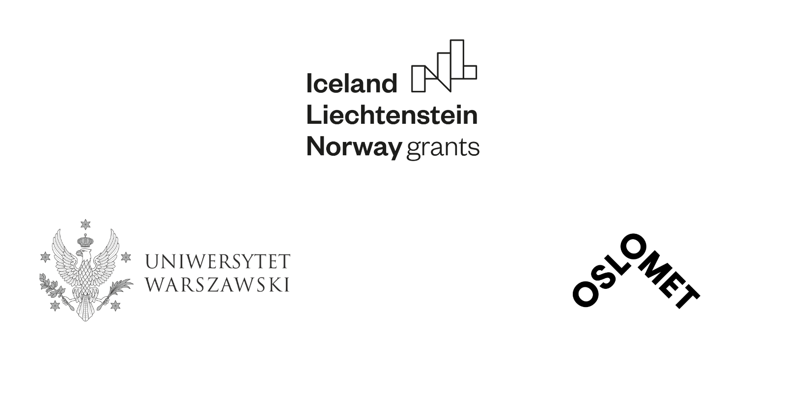 EEA, University of Warsaw and Oslo Metropolitan University logos